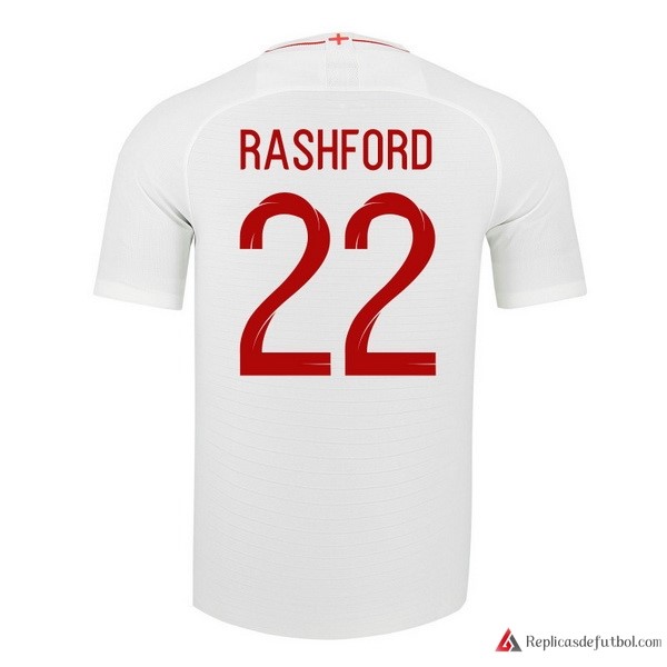 Camiseta Seleccion Inglaterra Primera equipación Rashford 2018 Blanco